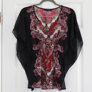 PAISLEY PRINT V-NECK BLOUSE | HEARTSOUL